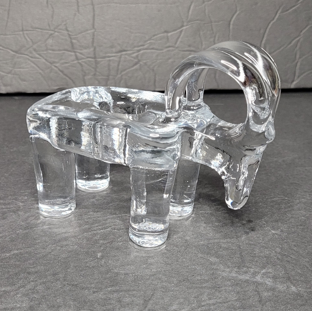 Kosta Boda Crystal Julbock Candlestick Holder by Bertil Vallien Vintage 1970's